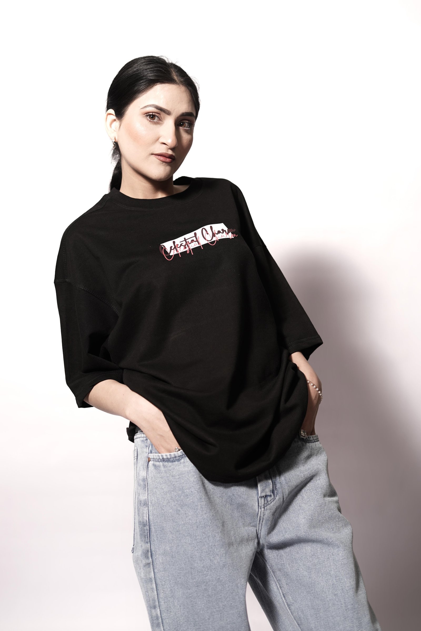 Celestial charm oversized drop shoulder T-shirt