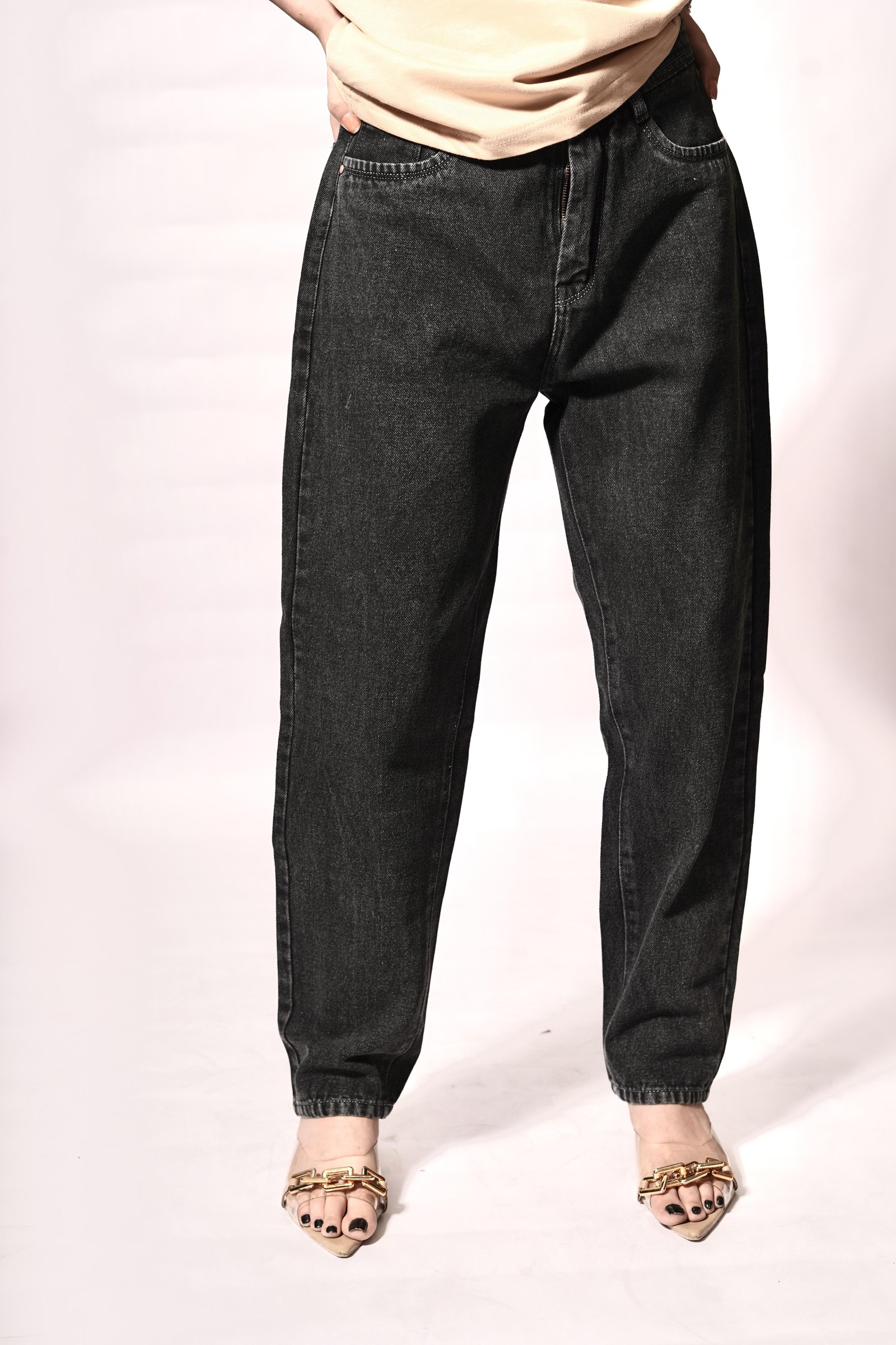 Charcoal Black Tapered Jeans